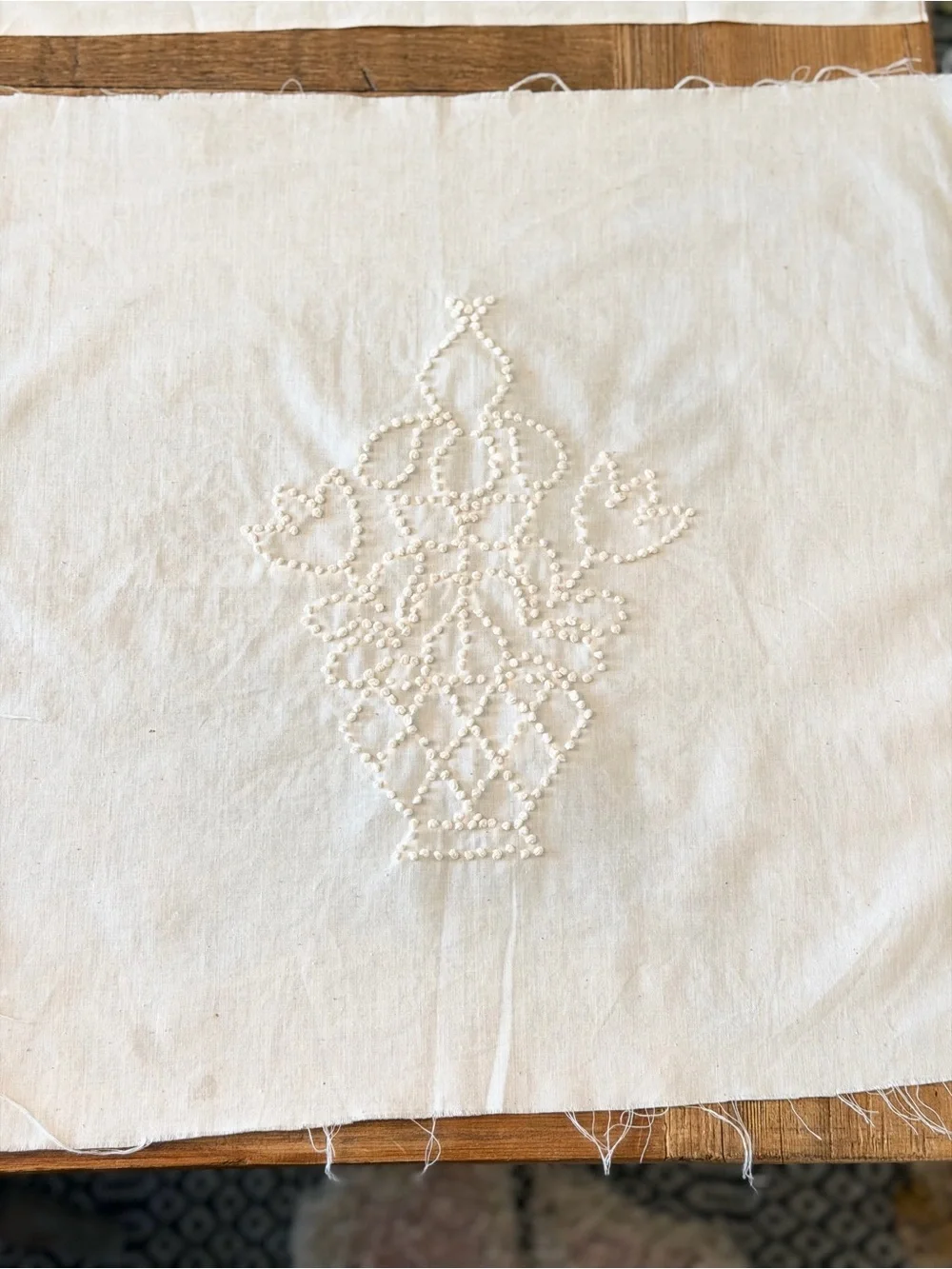 7 Vintage 80’s Candlewicking Embroidery Pillow Fronts. 16x16 | Shabby Chic